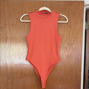 High neck Orange one piece